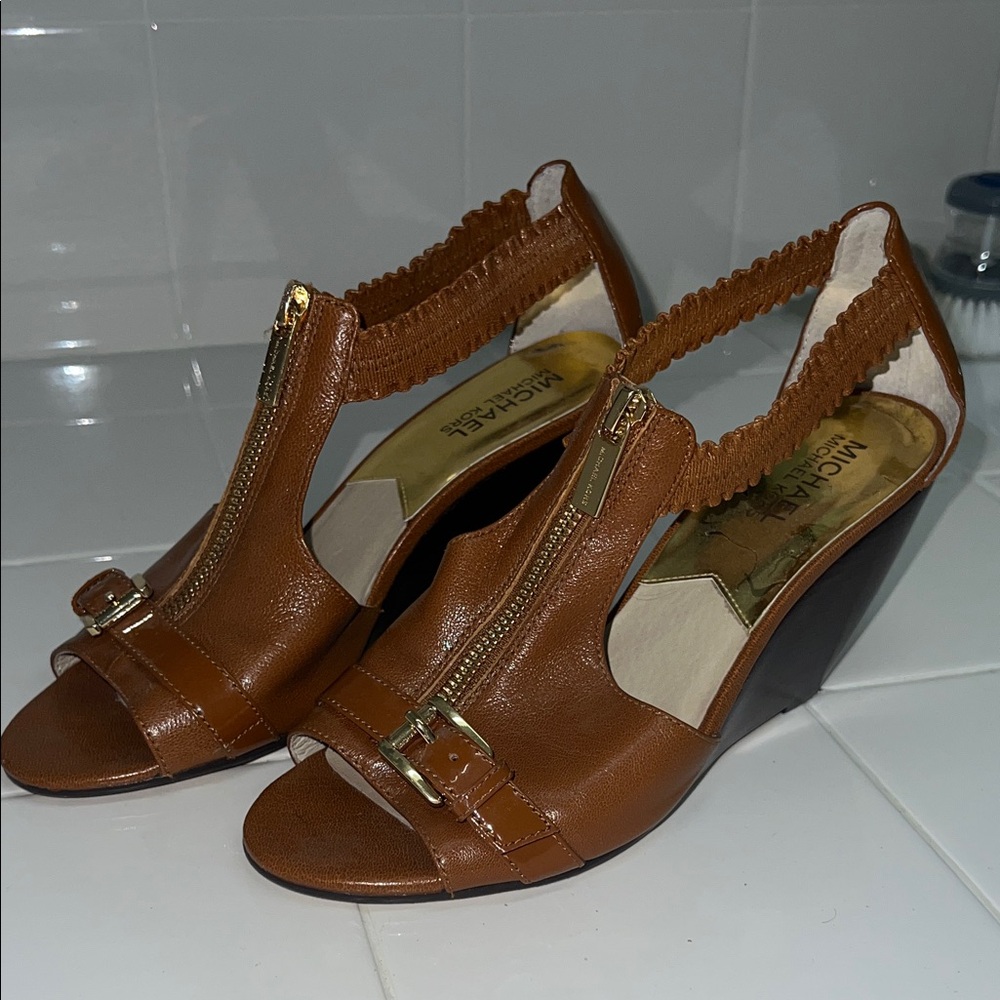 Michael Kors Tan Leather Wedges